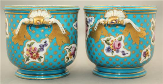 A pair of Minton Sevres style half bottle wine coolers, mid 19th century, 11.3cm.